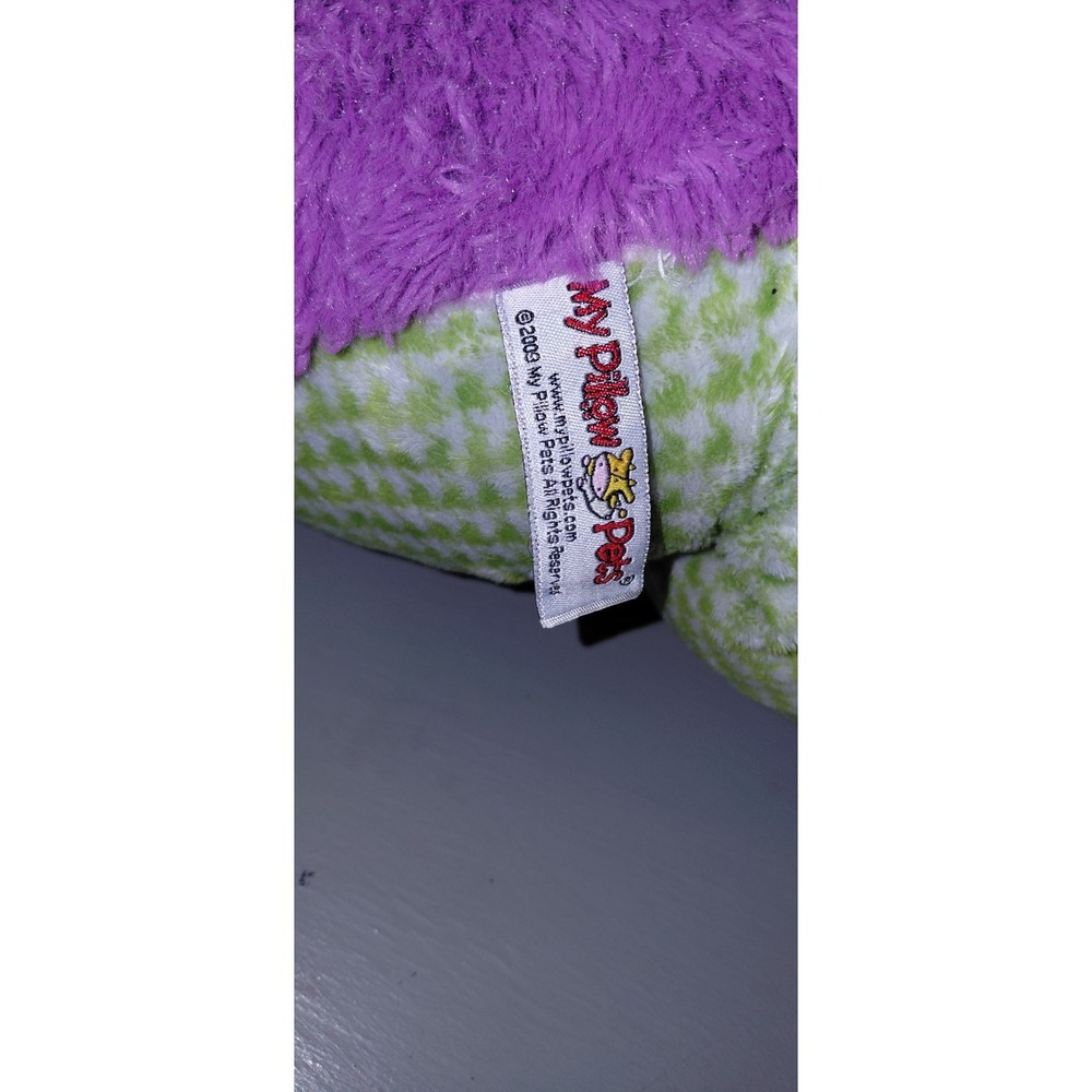 RARE Pillow Pets Bunny Rabbit Purple Green 18" Plush Toy Long Ears 2009 Pattern - Picture 5 of 8